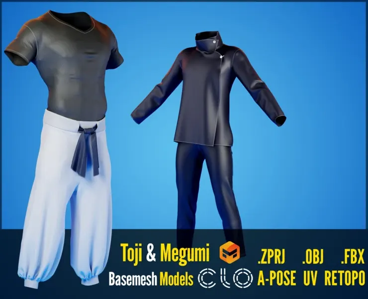 Toji And Megumi Fushiguro (Men Outfit) - Basemesh Models + Bonus + Project Files