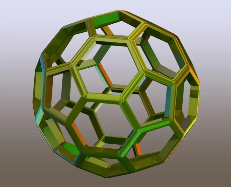 Wireframe Shape Truncated Icosahedron