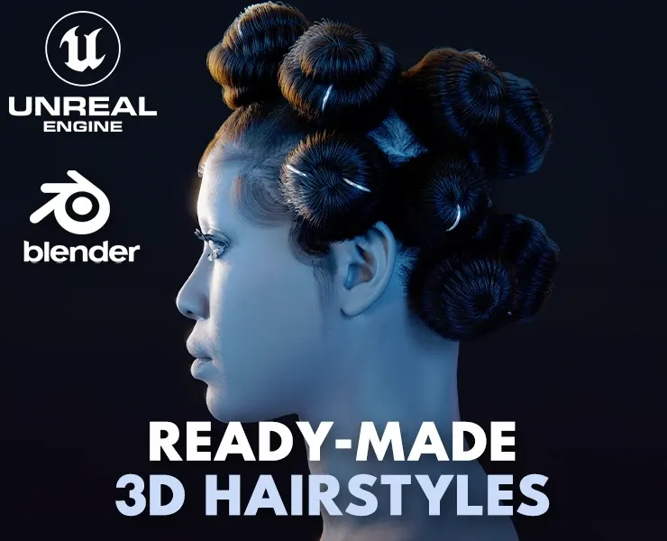 PixelHair - 3D hair for blender and Unreal Engine (Bantu Knots )