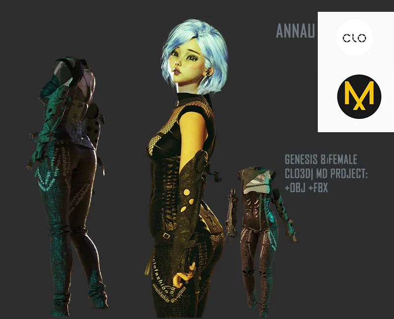 GENESIS 8.1 FEMALE: Stylized CROCODILE AMAZONIAN huntress SET| CLO3D|MD PROJECT: +OBJ +FBX