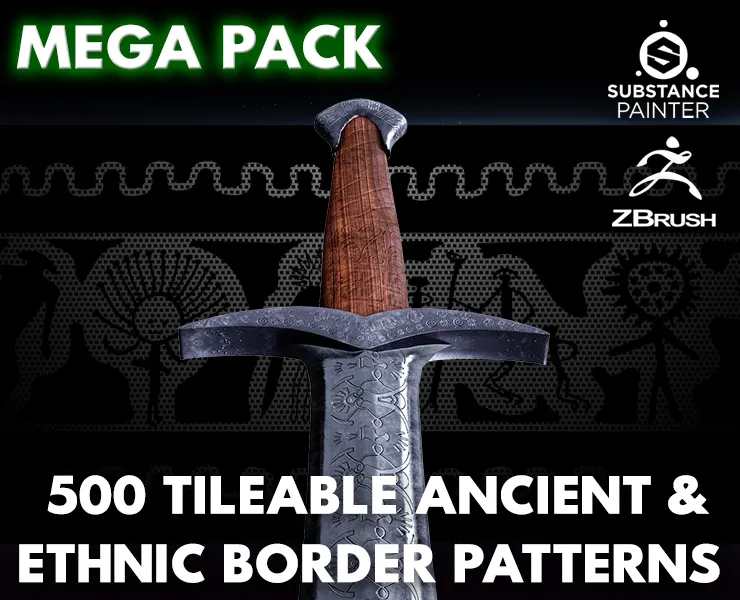 500 Practical Tileable Ancient and Ethnic Border Patterns (MEGA Pack) - Vol 4