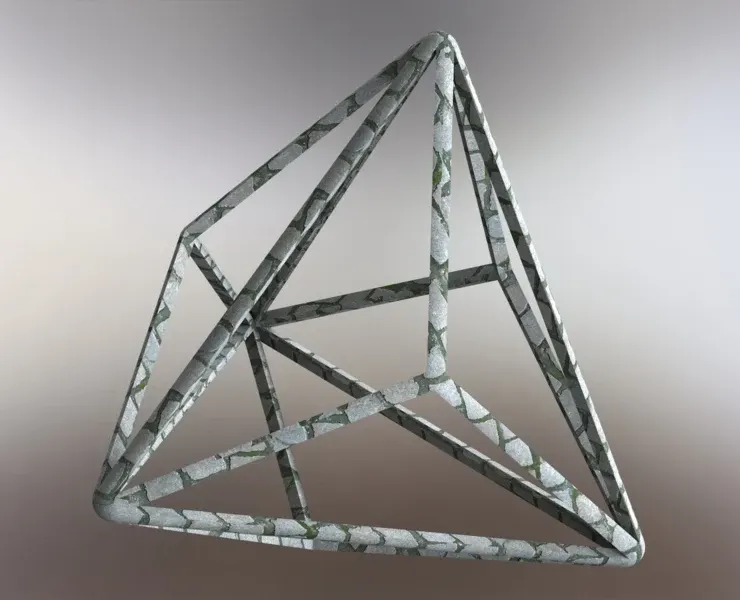 Wireframe Shape Triakis Tetrahedron