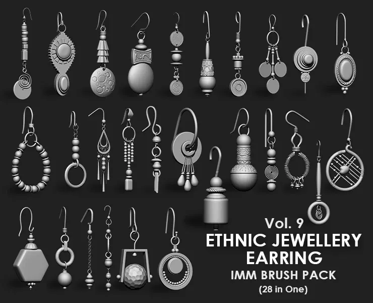 Ethnic Jewellery Earring IMM Brush Pack (28 in One) Vol. 9