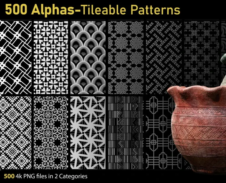 500 Alphas-Tileable Patterns