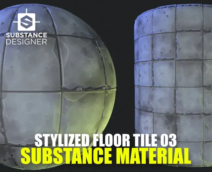 Stylized Floor Tiles Material 03 - Substance 3D Designer