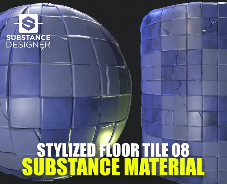 Stylized Floor Tiles Material 08 - Substance 3D Designer