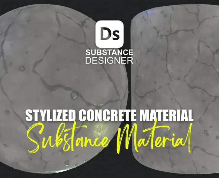 Stylized Cracked Concrete Material 02 - Substance 3D Designer