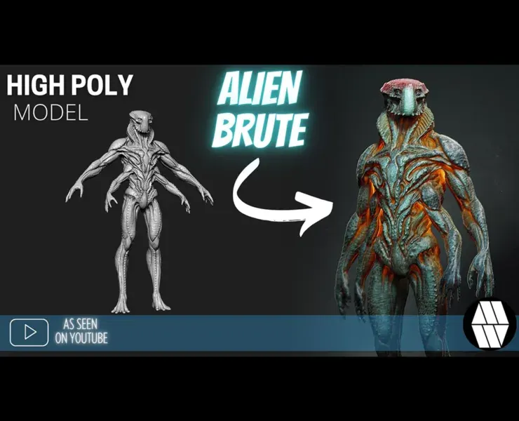 ZBrush Model: Alien Brute High Poly ZTL & FBX