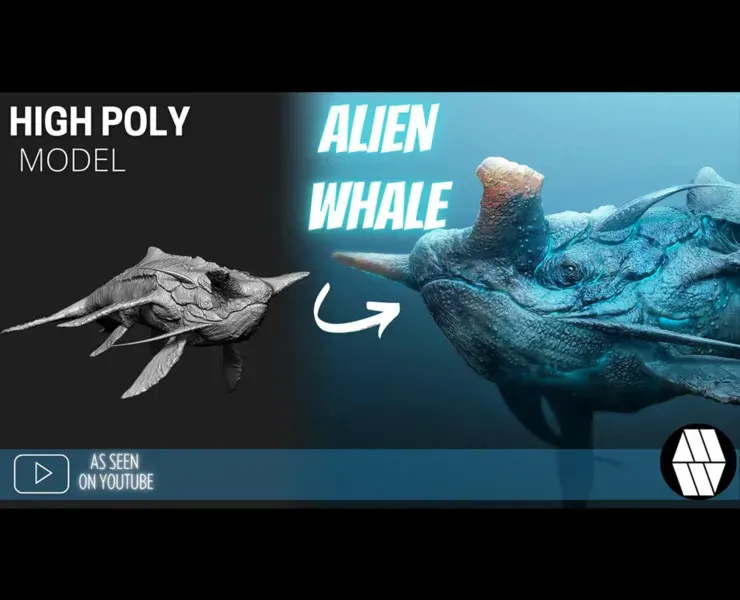 ZBrush Model: Alien Whale 02 High Poly ZTL & FBX