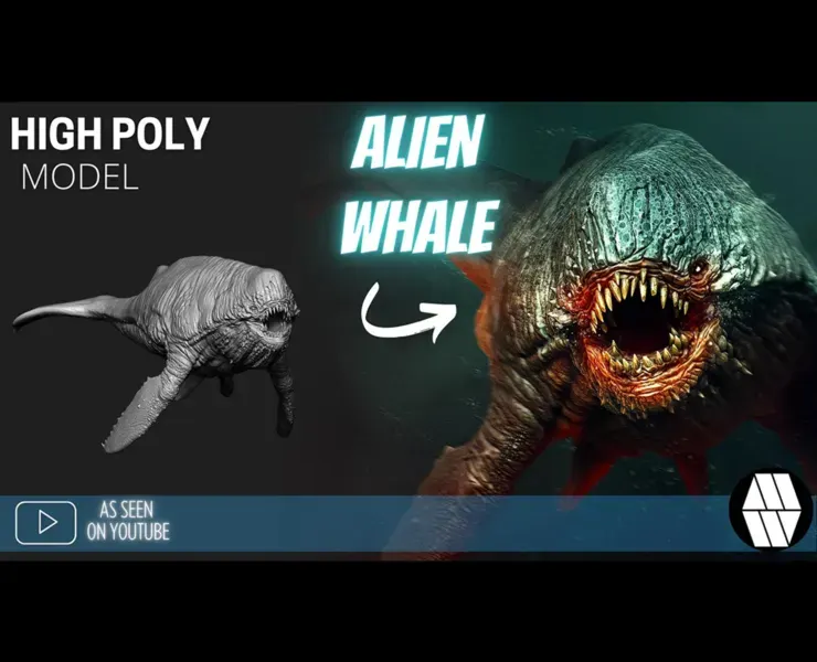 ZBrush Model: Alien Whale High Poly ZTL & FBX