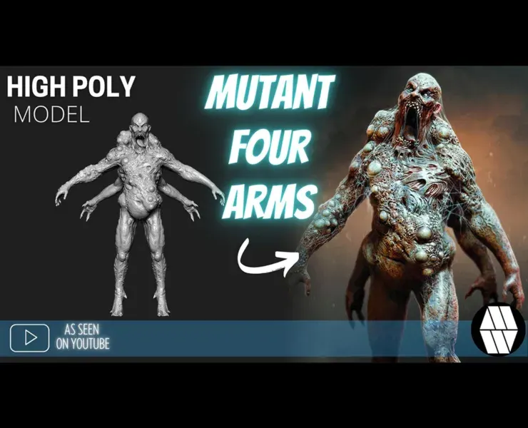 ZBrush Model: Mutant Four Arms High Poly ZTL & FBX