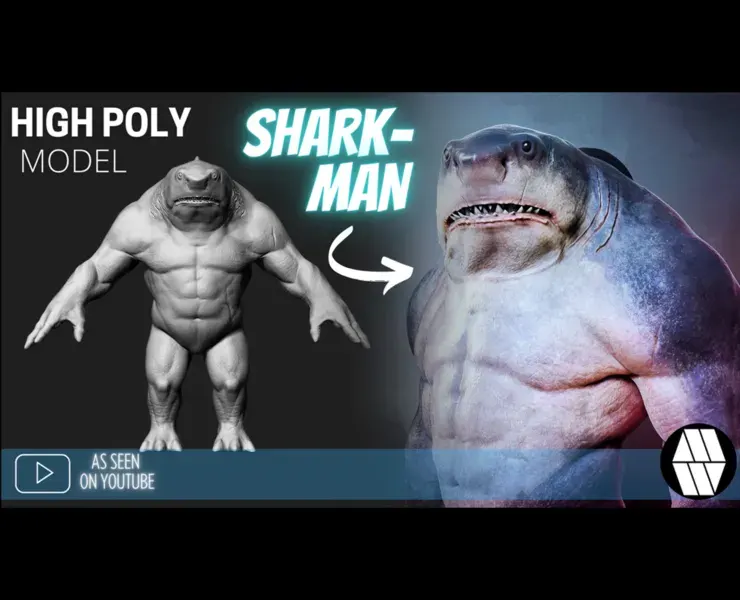 ZBrush Model: SHARK-MAN High Poly ZTL & FBX