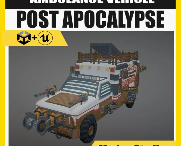 Low Poly Post Apocalypse Ambulance