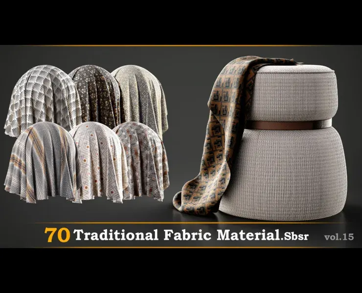 70 Fabric Material-Sbsr Vol.15 -Traditional and Geometric Design