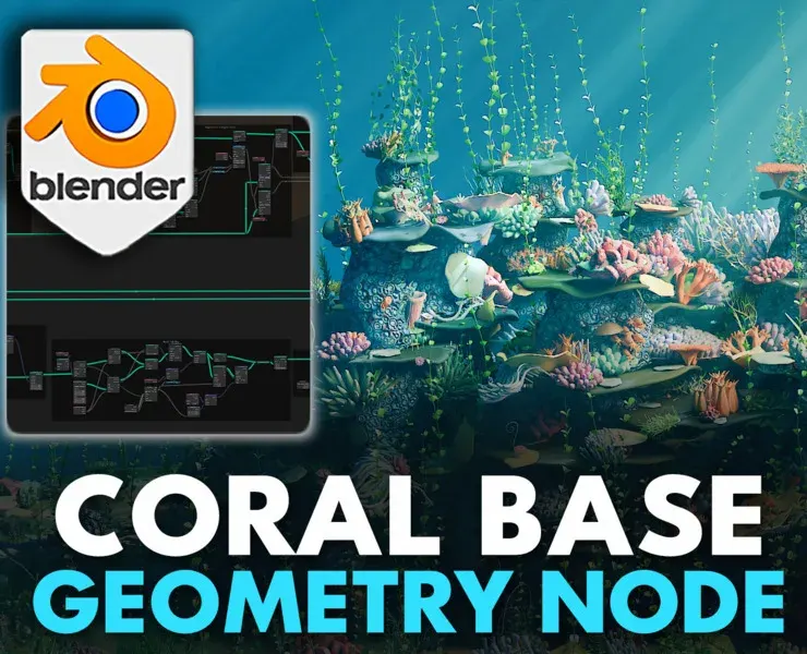 Blender Sea Coral Reef Geometry Node with Water Shader Setup