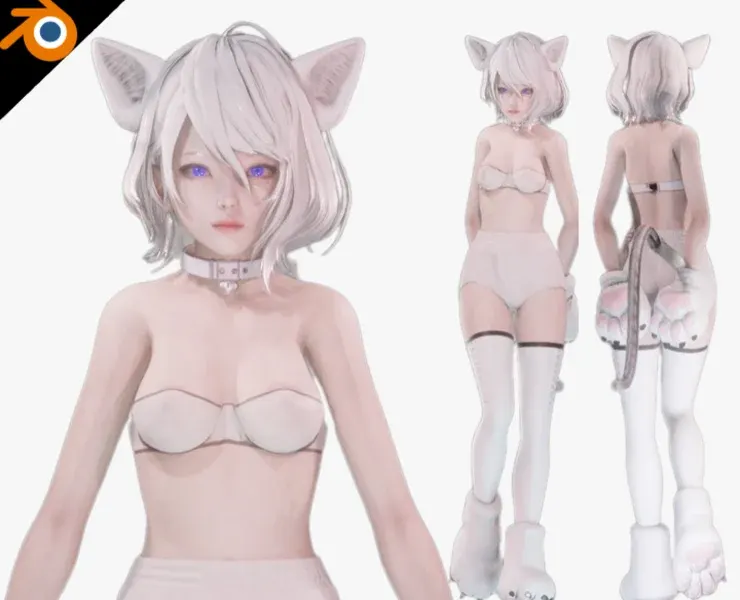 Cat Girl Cosplay - Realistic Female Character - Blender Eevee