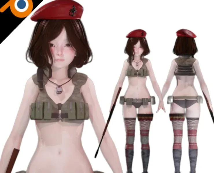 Soldier Agent Girl - Realistic Female Character - Blender Eevee