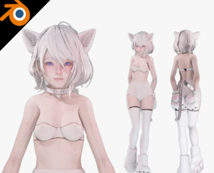 Cat Girl - Realistic Female Character - Blender Eevee