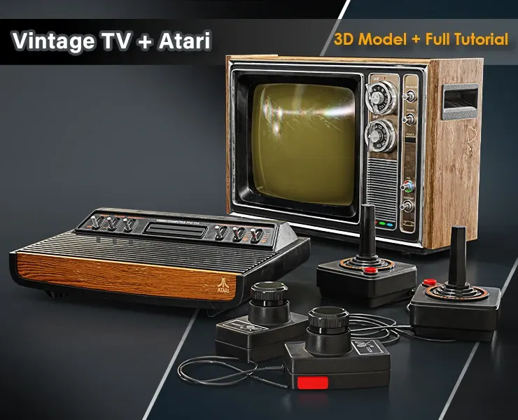 Vintage TV + Atari / 3D  Model + Full Tutorial