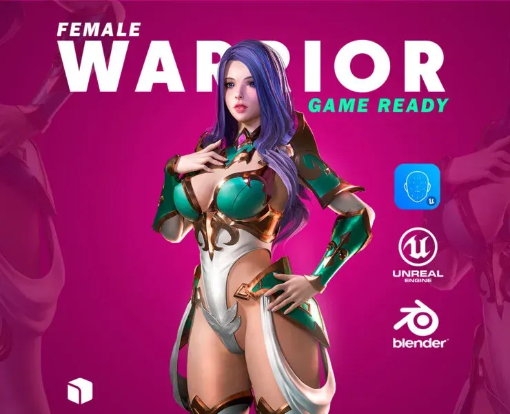 Azura - Female Warrior Character - Blender 3D Model - UE4 - Game Ready