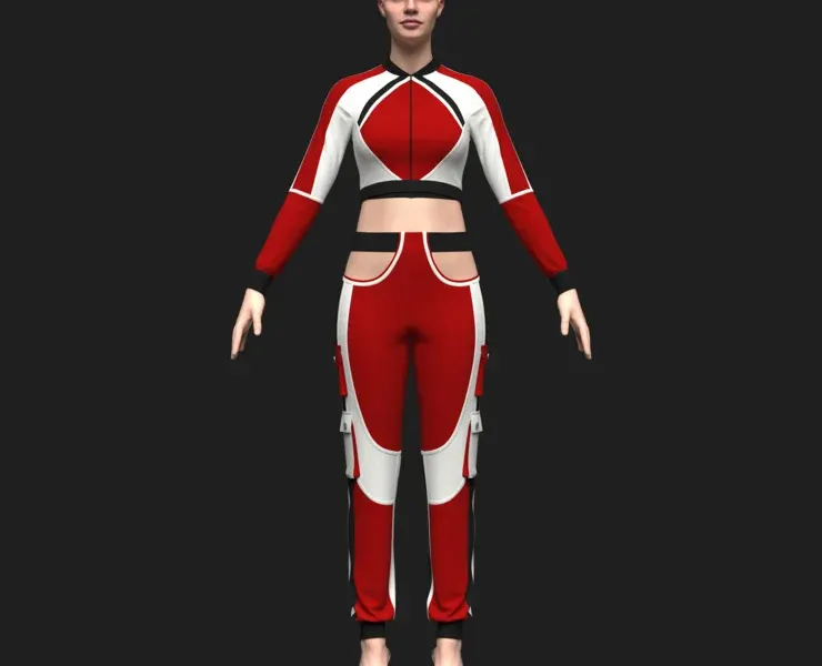 Women Streetwear Outfit-2, Marvelous Designer-Clo3d-fbx-obj