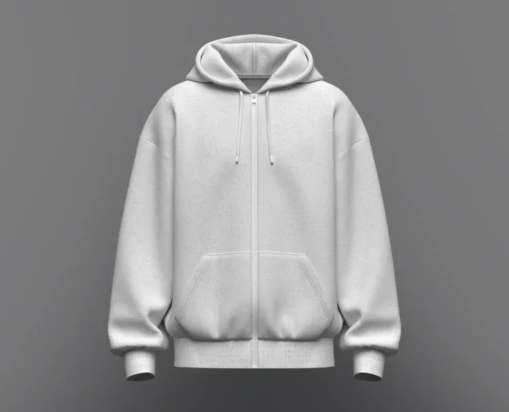 Mens Oversize Front Zip Hoodie, , Marvelous Designer-Clo3d-fbx-obj