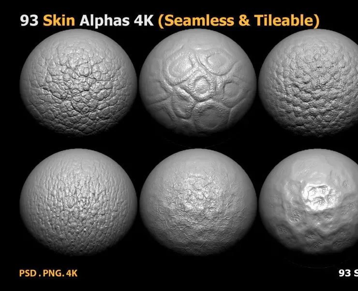 93 Skin Alphas (Seamless & Tileable)