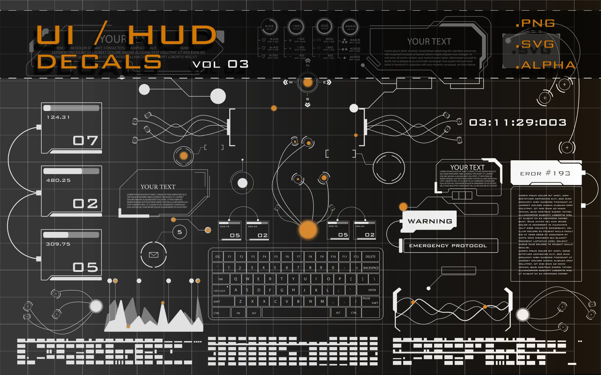 215 + ui / hud scifi graphic decals / vol 03