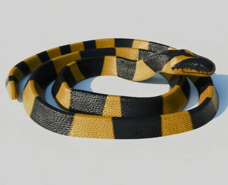 Rigged Banded Krait - Low Poly - Game Ready - PBR