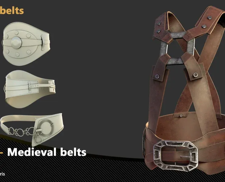 17 Medieval belts Base Mesh - VOL 01