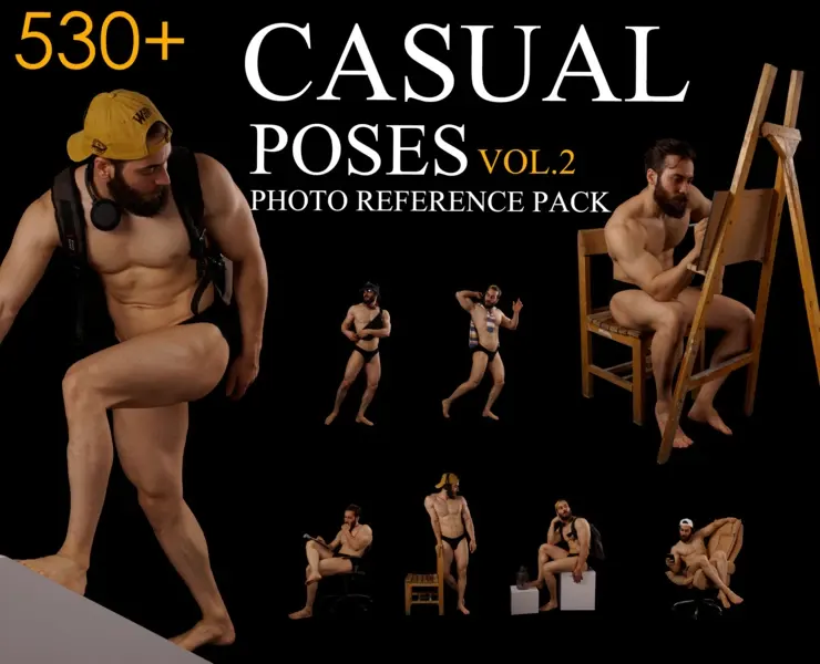 Casual Poses Photo Reference Pack . 530+ JPEGs