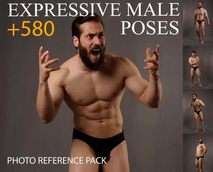 580+ Expressive Male Poses Reference Picture