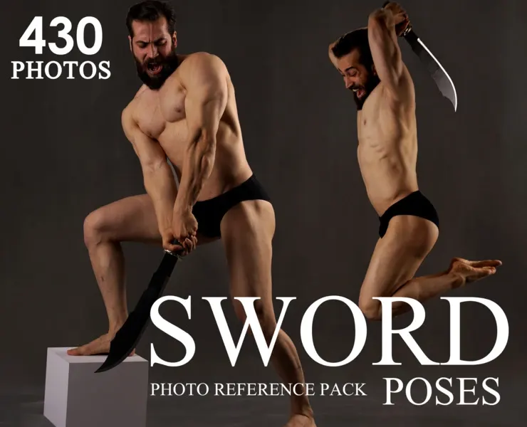 Sword Poses Photo Reference Pack . 436 JPEGs