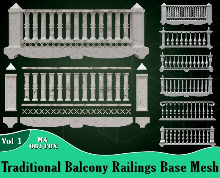 Traditional Balcony Railings Base Mesh Vol 1