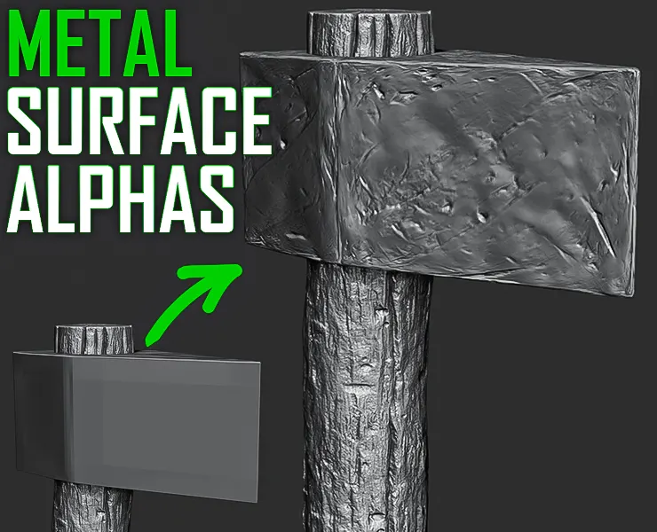 Metal Surface Alphas for ZBrush (Normal Map, 2K, Tileable)
