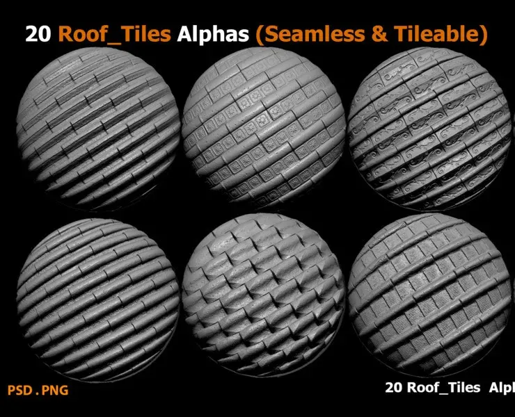 20 Roof_Tiles Alphas (Seamless & Tileable)