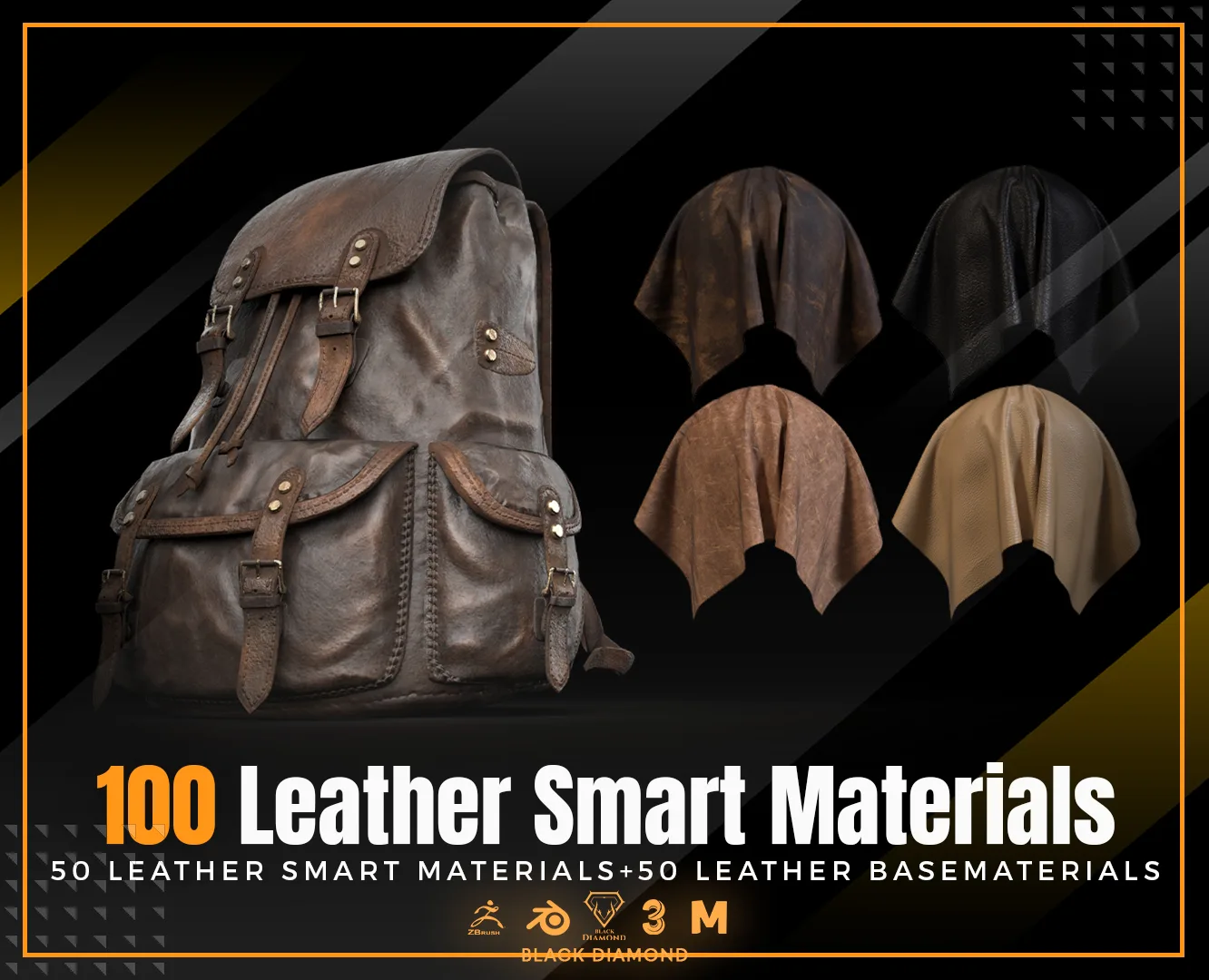 100 Leather Smart Materials with high details