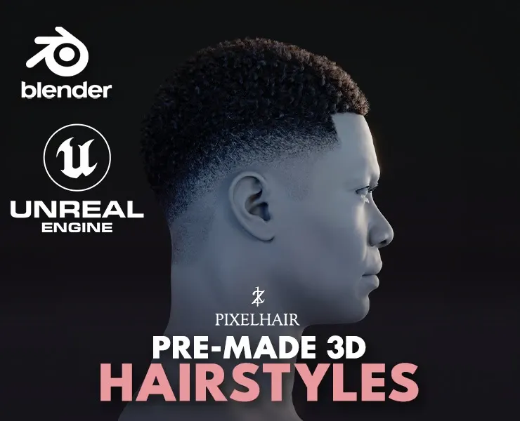 Hairstyle - Fade 001 (Hair for blender/ unreal engine / metahuman) Afro hair | Kinky hair | 4c Hair | African / African American Hair