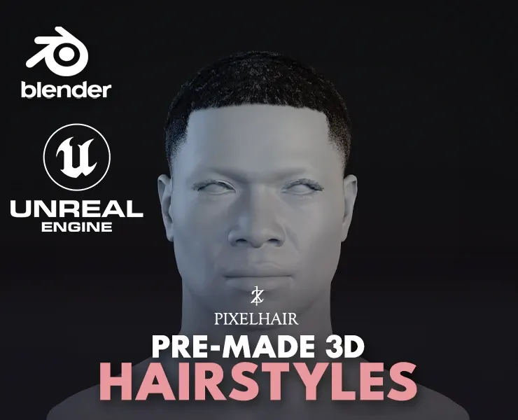 Hairstyle - Waves Fade 004 (Hair for blender/ unreal engine / metahuman) Afro hair | Kinky hair | 4c Hair | African / African American Hair