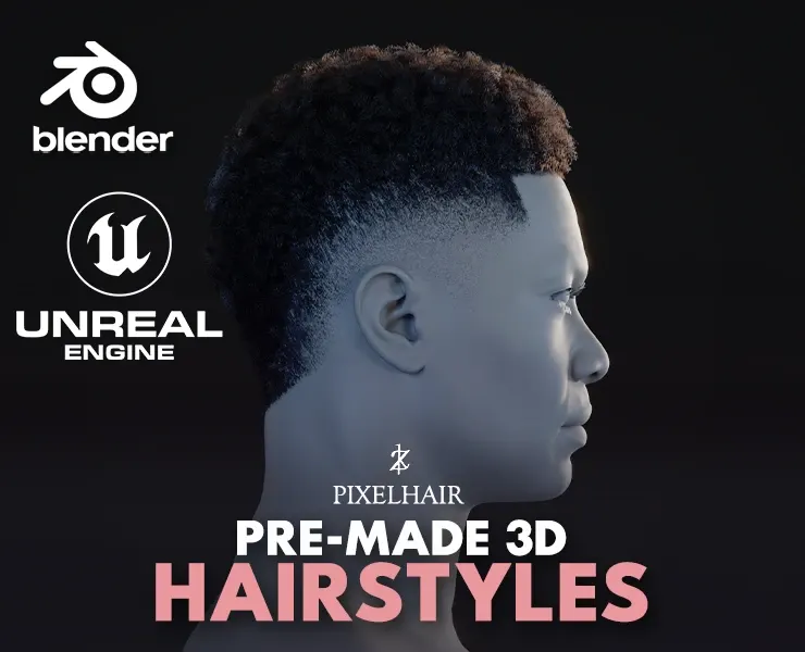 Hairstyle - Mohawk Fade 005 (Hair for blender/ unreal engine / metahuman) Afro hair | Kinky hair | 4c Hair | African / African American Hair