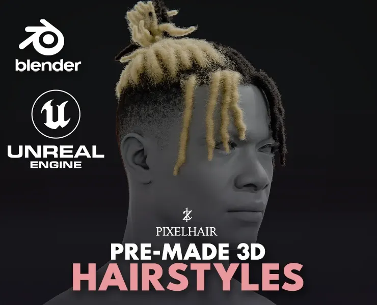 PixelHair Hairstyle - XXXtentacion Dreads Fade 014 (Hair for blender/ unreal engine / metahuman) Afro hair | Kinky hair | 4c Hair | African / African American Hair