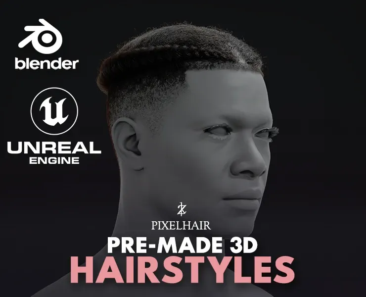 PixelHair Hairstyle - Lil Yatchy Braids Fade 015 (Hair for blender/ unreal engine / metahuman) Afro hair | Kinky hair | 4c Hair | African / African American Hair