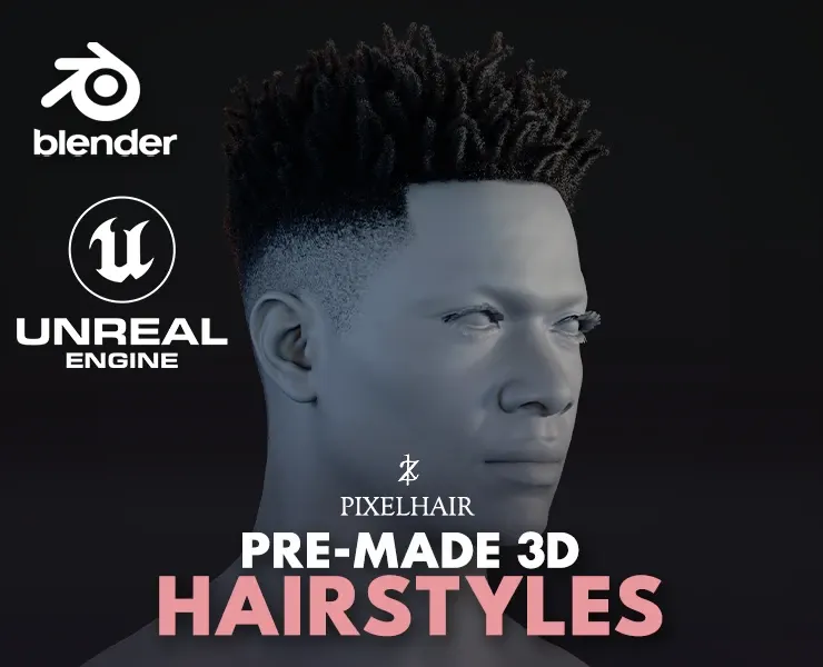 PixelHair Hairstyle - 21 Savage Dreads Fade 016 (Hair for blender/ unreal engine / metahuman) Afro hair | Kinky hair | 4c Hair | African / African American Hair