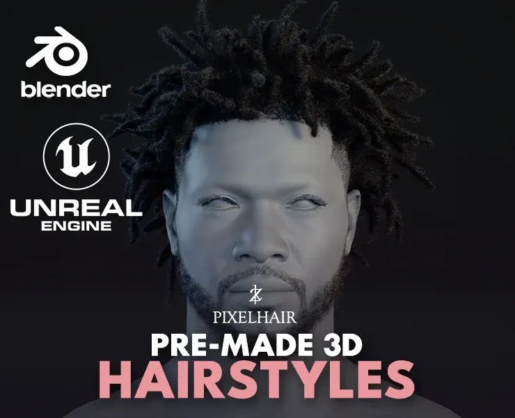 PixelHair Hairstyle - J.cole Dreads 003 (Hair for blender/ unreal engine / metahuman) Afro hair | Kinky hair | 4c Hair | African / African American Hair