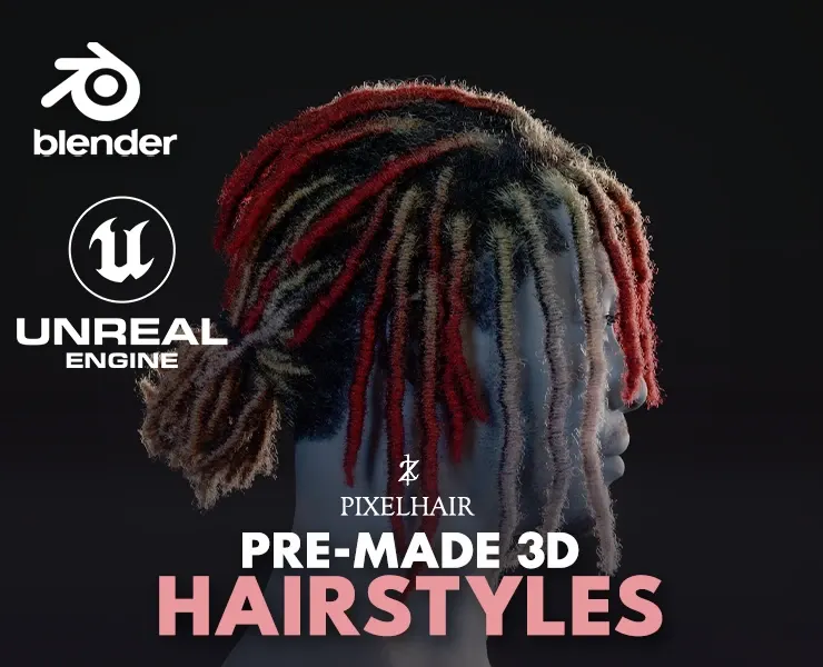 PixelHair Hairstyle - Lil Pump Dreads 005 (Hair for blender/ unreal engine / metahuman) Afro hair | Kinky hair | 4c Hair | African / African American Hair