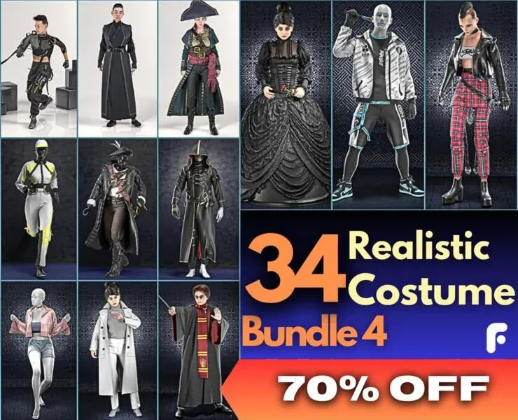 34 Realistic Costumes Bundle 4 + 4 free