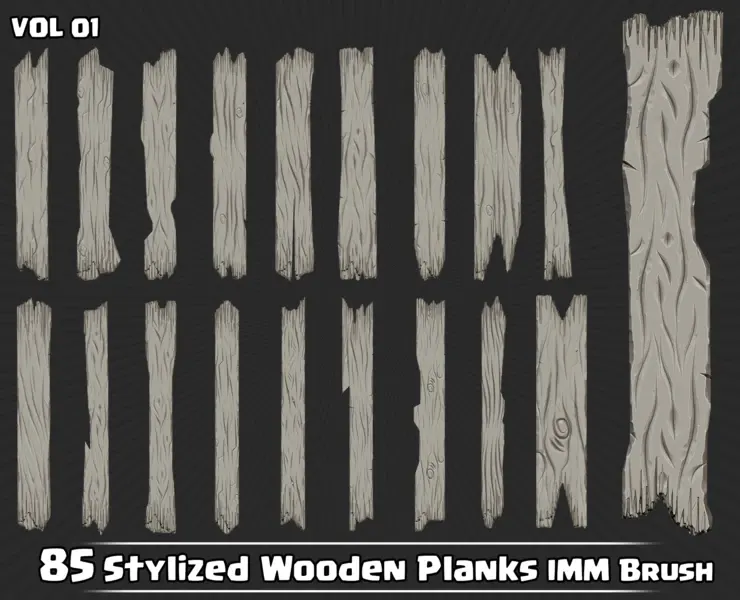 85 Stylized Wooden Planks IMM Brush VOL01