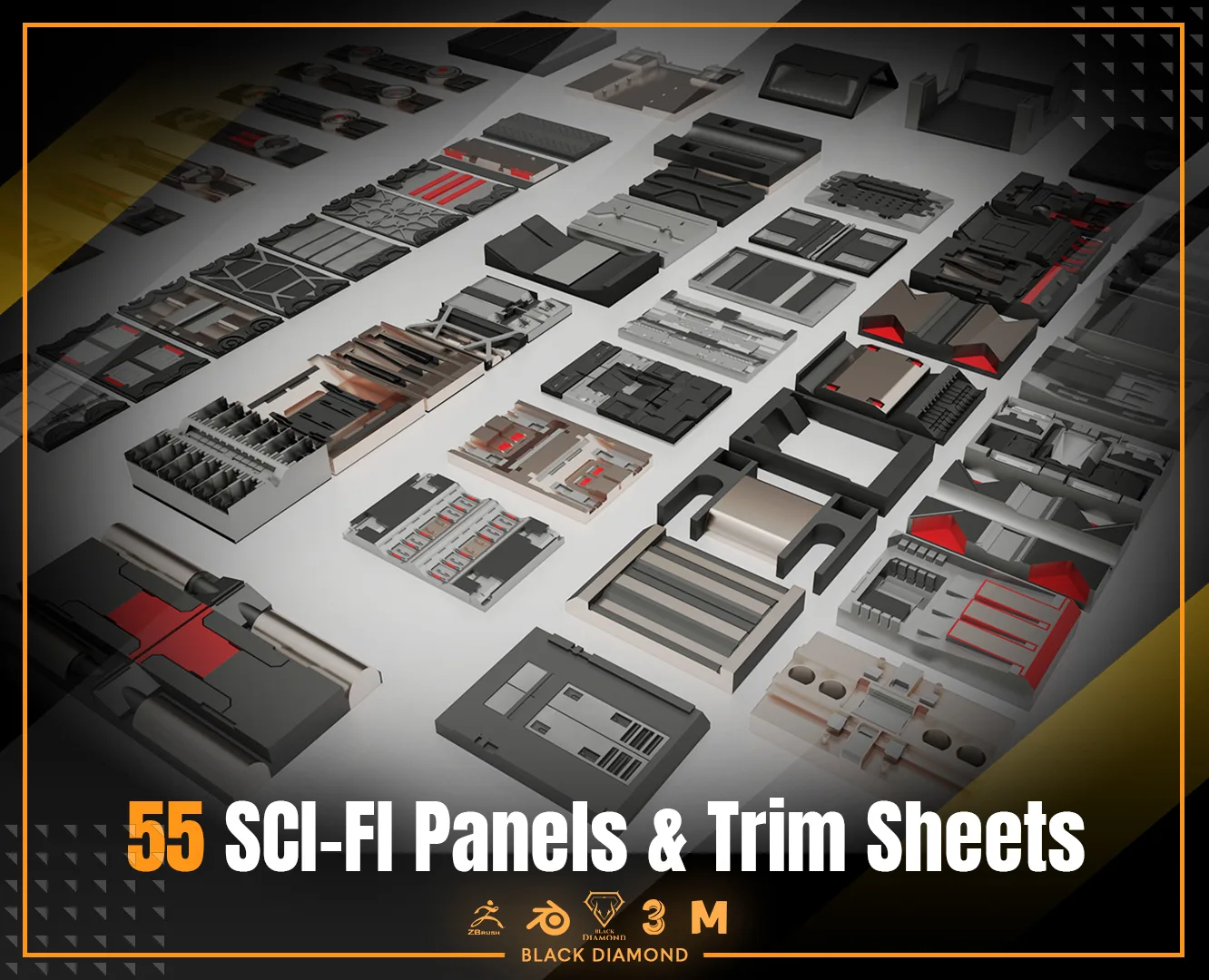 55 Scifi Panels & Trim Sheets