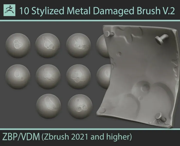 Stylized Metal Damaged Brushes V.2