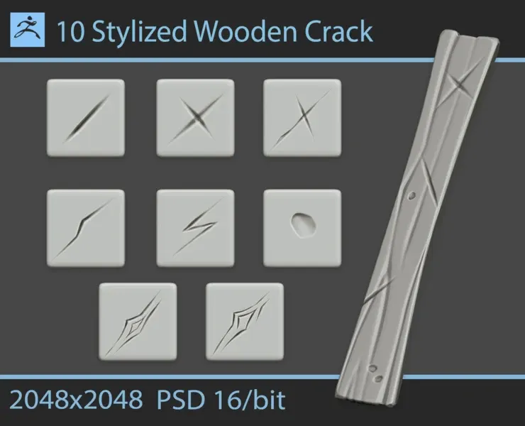 Stylized Wooden Crack Alphas